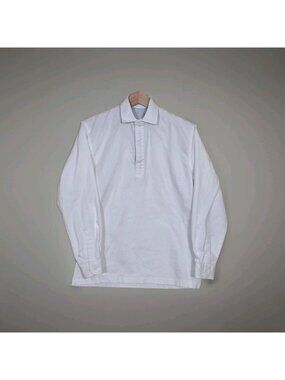 Chatham Marine Deck Polo Shirt Womens UK 10 US 6 White Blue Sea Dyed Cotton PDC